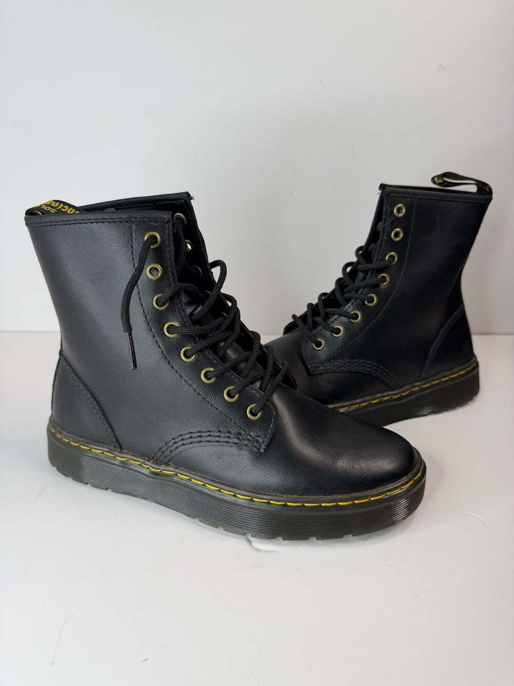 Dr. Martens Zavala Combat Boots Black T Lamper Women’s 9 Men’s 8 Goth Grunge